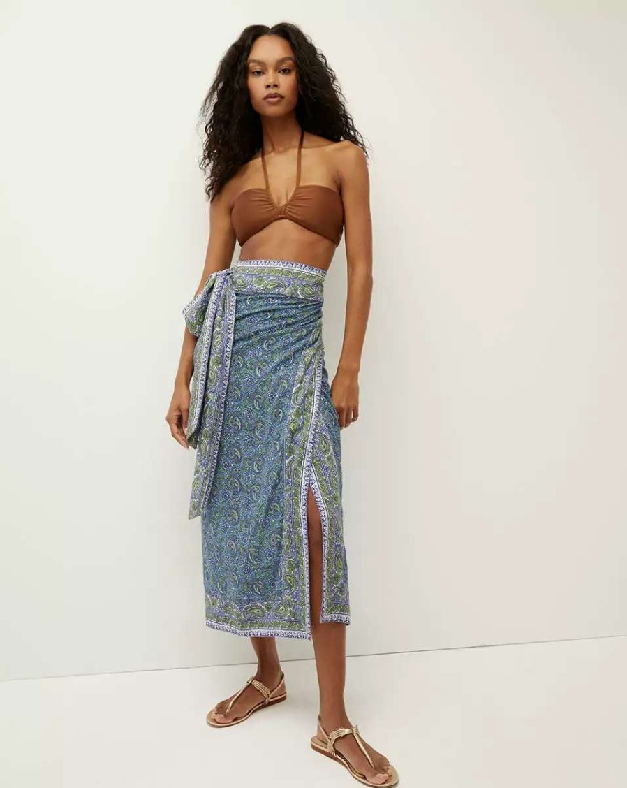 Clothing * | Veronica Beard Amura Coverup Skirt Electric Blue Multi