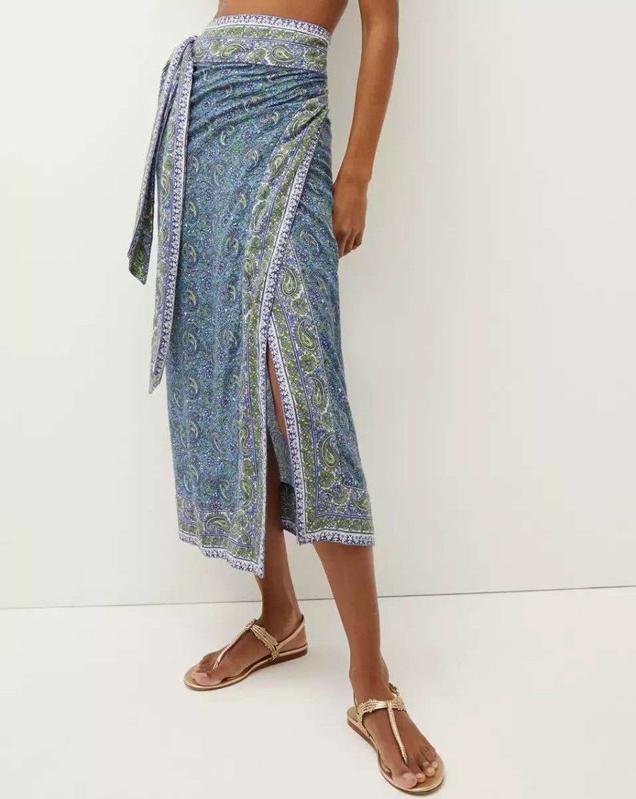 Clothing * | Veronica Beard Amura Coverup Skirt Electric Blue Multi