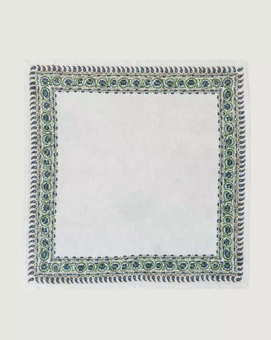 Home & Accessories * | Veronica Beard Border Linen Napkin (Set Of 4) Multi