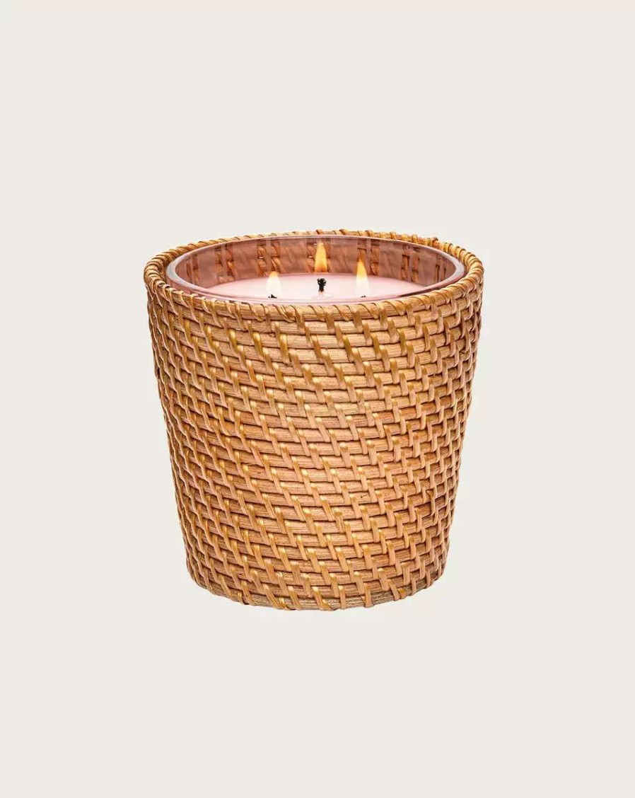 Home & Accessories * | Veronica Beard Himalayan Salt & Rosewater 3-Wick Candle | Rattan Sleeve Pink