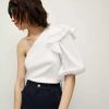 Clothing * | Veronica Beard Diantha One-Shoulder Top White