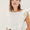 Clothing * | Veronica Beard Bardot Ruffle Tee White