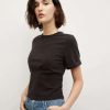 Clothing * | Veronica Beard Ankara Stitched-Waist Tee Black