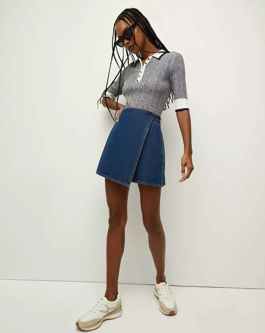 Clothing * | Veronica Beard Colin Denim Skort Cornflower