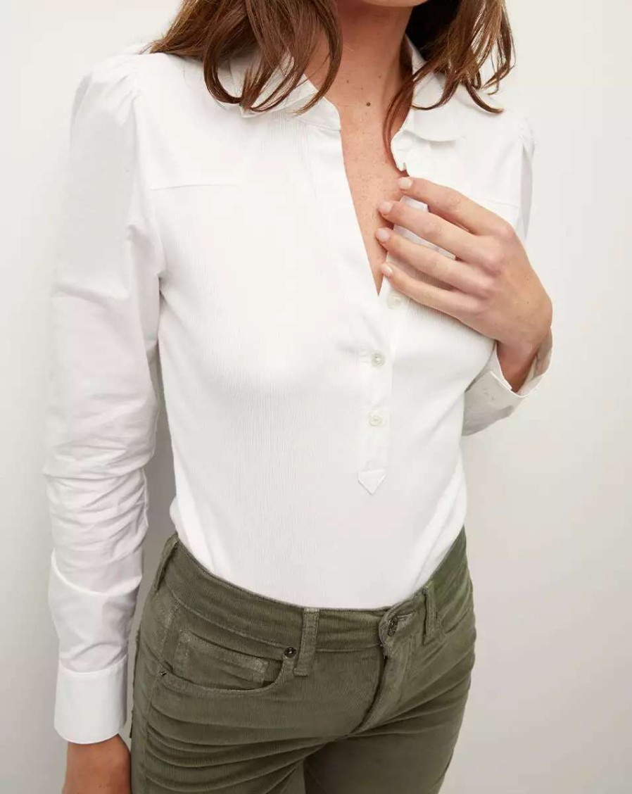 Clothing * | Veronica Beard Hania Button-Down Top White