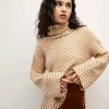 Clothing * | Veronica Beard Bolina Herringbone Knit Sweater Camel