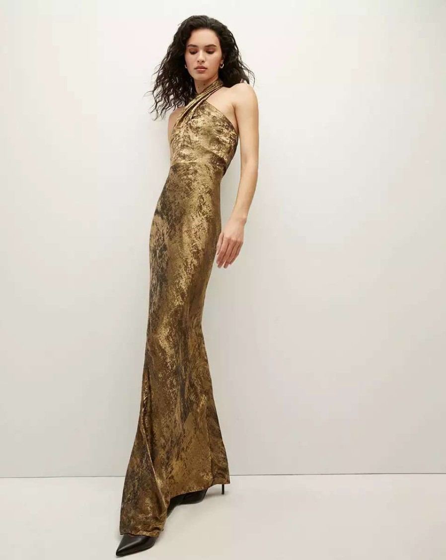 Clothing * | Veronica Beard Alberta Lama Dress Brass