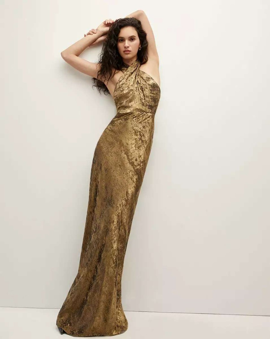 Clothing * | Veronica Beard Alberta Lama Dress Brass