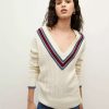 Clothing * | Veronica Beard Sibley Cable-Knit Sweater Ivory Multi