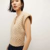 Clothing * | Veronica Beard Dutton Herringbone Knit Vest Camel