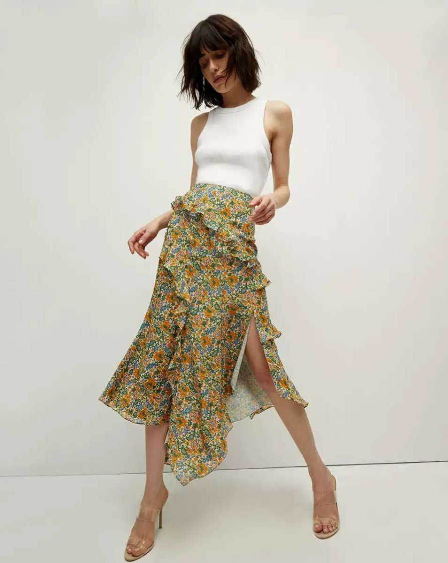 Clothing * | Veronica Beard Eleonora Floral-Print Skirt Multi