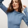 Clothing * | Veronica Beard Vinny Ribbed Pullover Oxford Blue