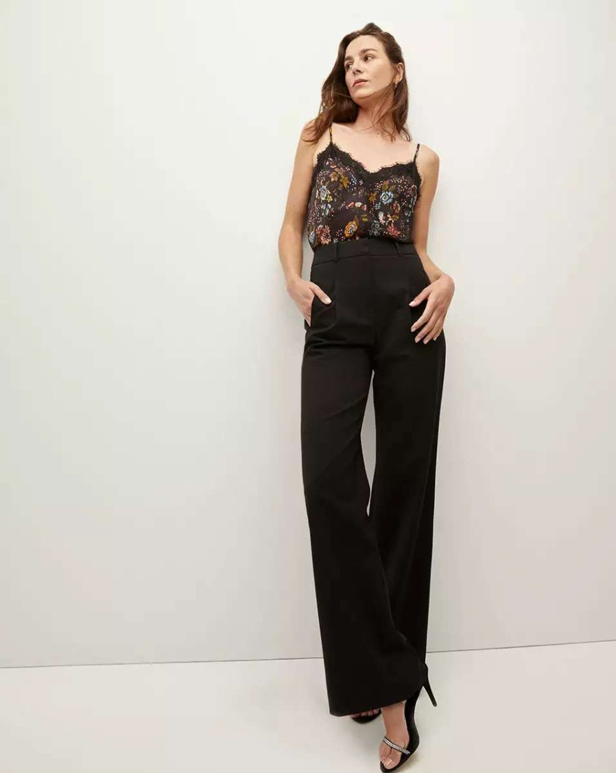 Clothing * | Veronica Beard Ciarlo Floral Lace-Trim Top Black Multi