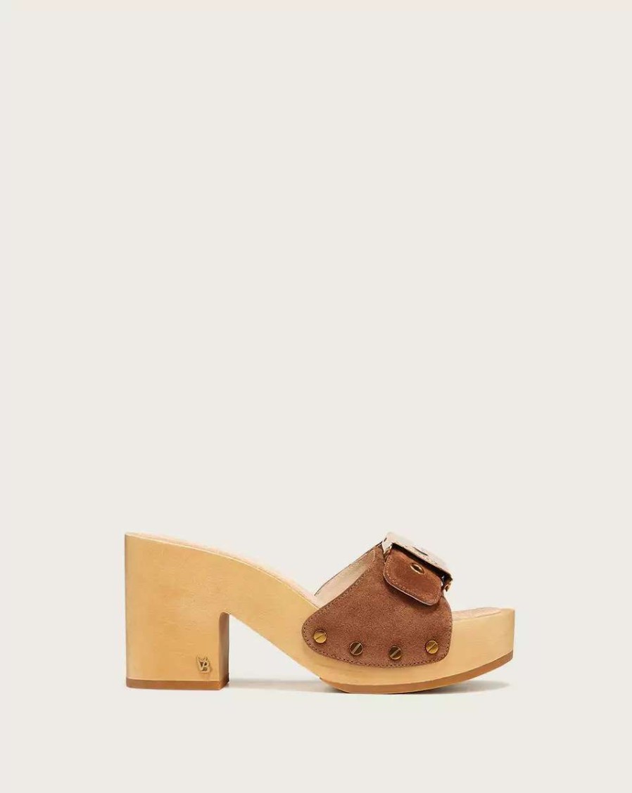 Shoes * | Veronica Beard Hula Suede Block-Heel Sandal Hazelwood