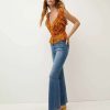 Clothing * | Veronica Beard Randa Floral-Silk Top Hot Orange Multi