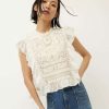 Clothing * | Veronica Beard Capriana Embroidered Top Off-White