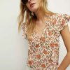 Clothing * | Veronica Beard Joi Floral Block-Print Top Off-White Multi