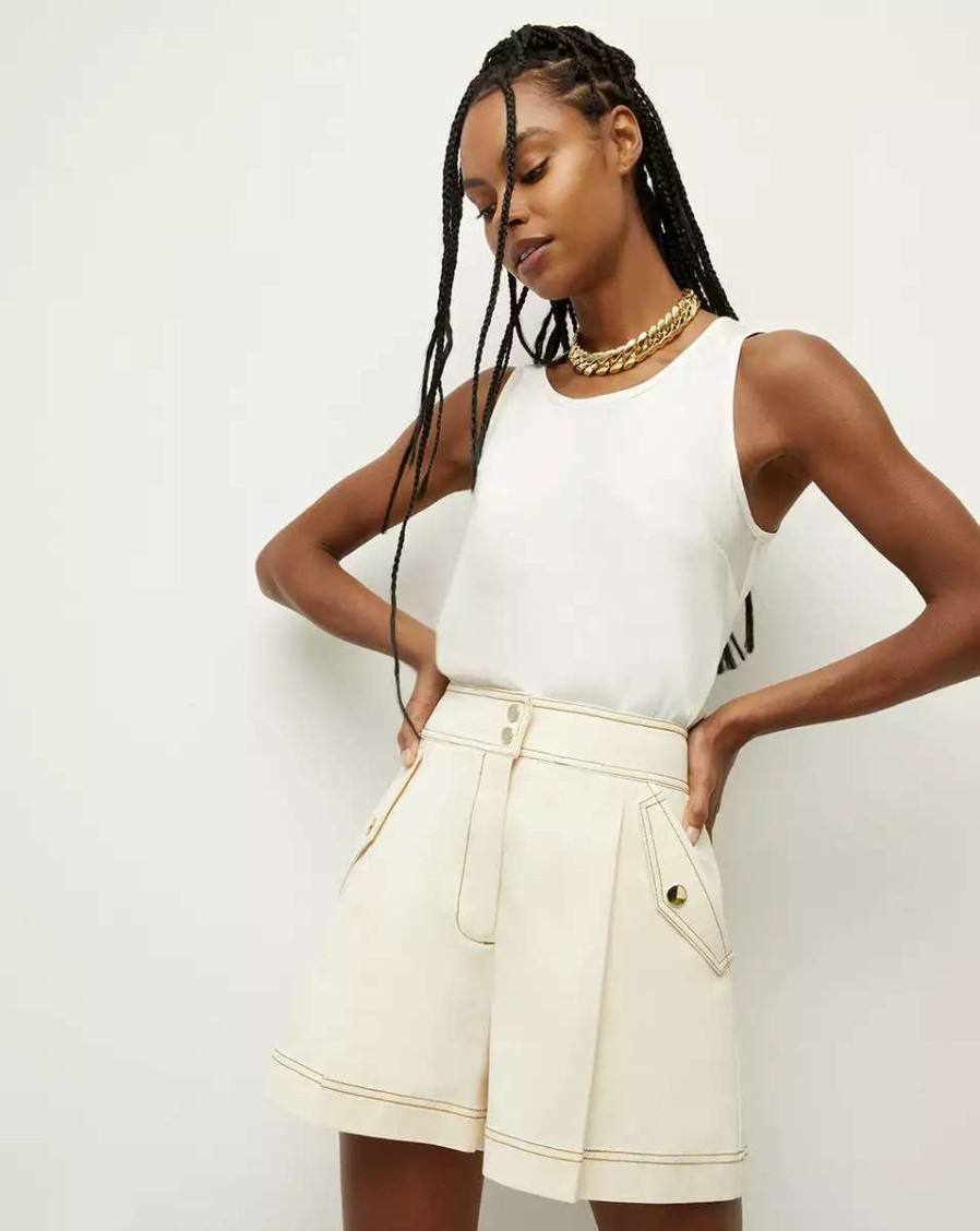 Clothing * | Veronica Beard Sabrina Crepe Tank Off-White