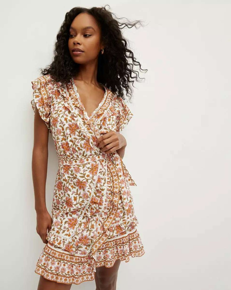 Clothing * | Veronica Beard Mikhail Floral Block-Print Dress Off-White Multi