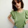 Clothing * | Veronica Beard Bea Ruffle Tee Light Cactus