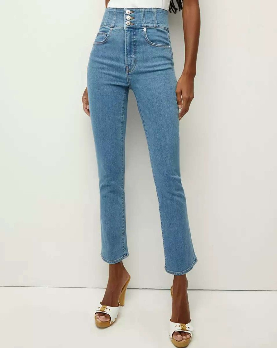 Clothing * | Veronica Beard Carly Kick-Flare Jean | Corset Waistband Float On