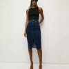 Clothing * | Veronica Beard Breves Denim Midi Skirt Washed Oxford