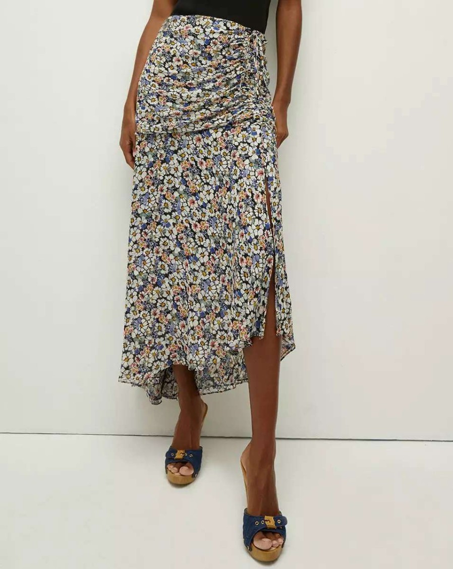 Clothing * | Veronica Beard Lucien Floral Silk Skirt Black Multi