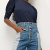 Clothing * | Veronica Beard Jessa Puff-Sleeve Cotton Tee Marine