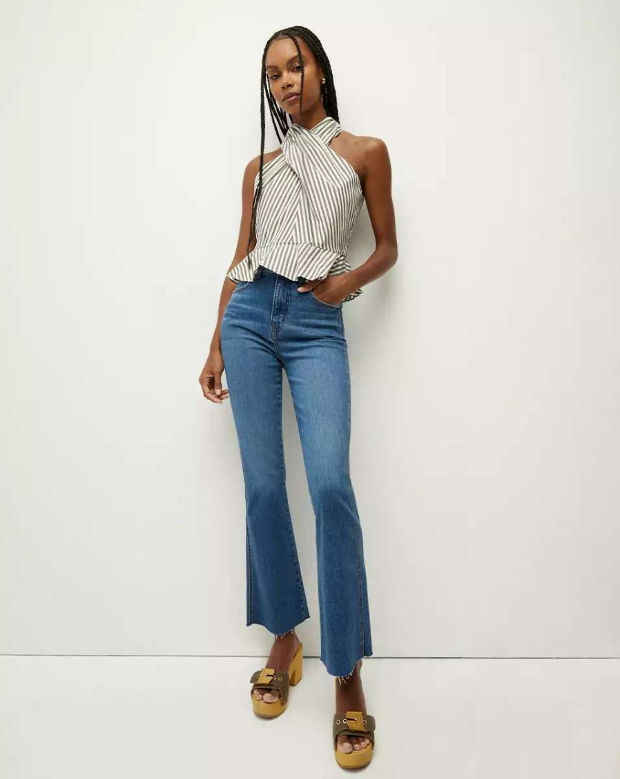 Clothing * | Veronica Beard Carson Kick-Flare Jean | Raw Hem Serendipity