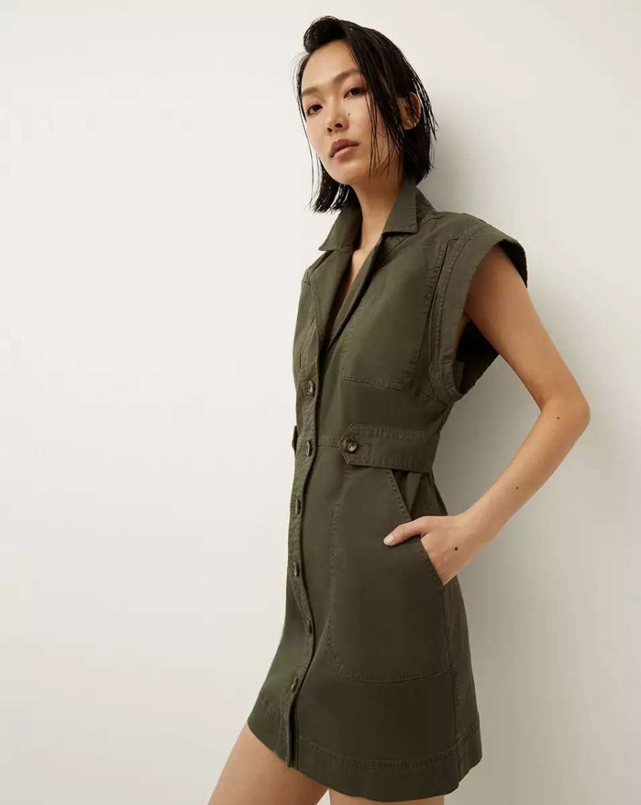 Clothing * | Veronica Beard Jax Shirtdress Army Green