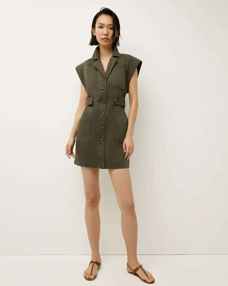 Clothing * | Veronica Beard Jax Shirtdress Army Green