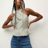 Clothing * | Veronica Beard Drey Striped Top Bright Army/White