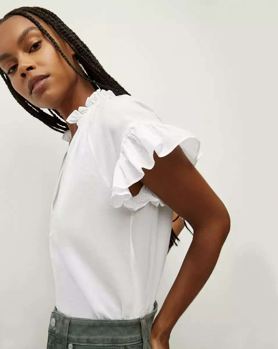 Clothing * | Veronica Beard Milly Cotton Shirt White