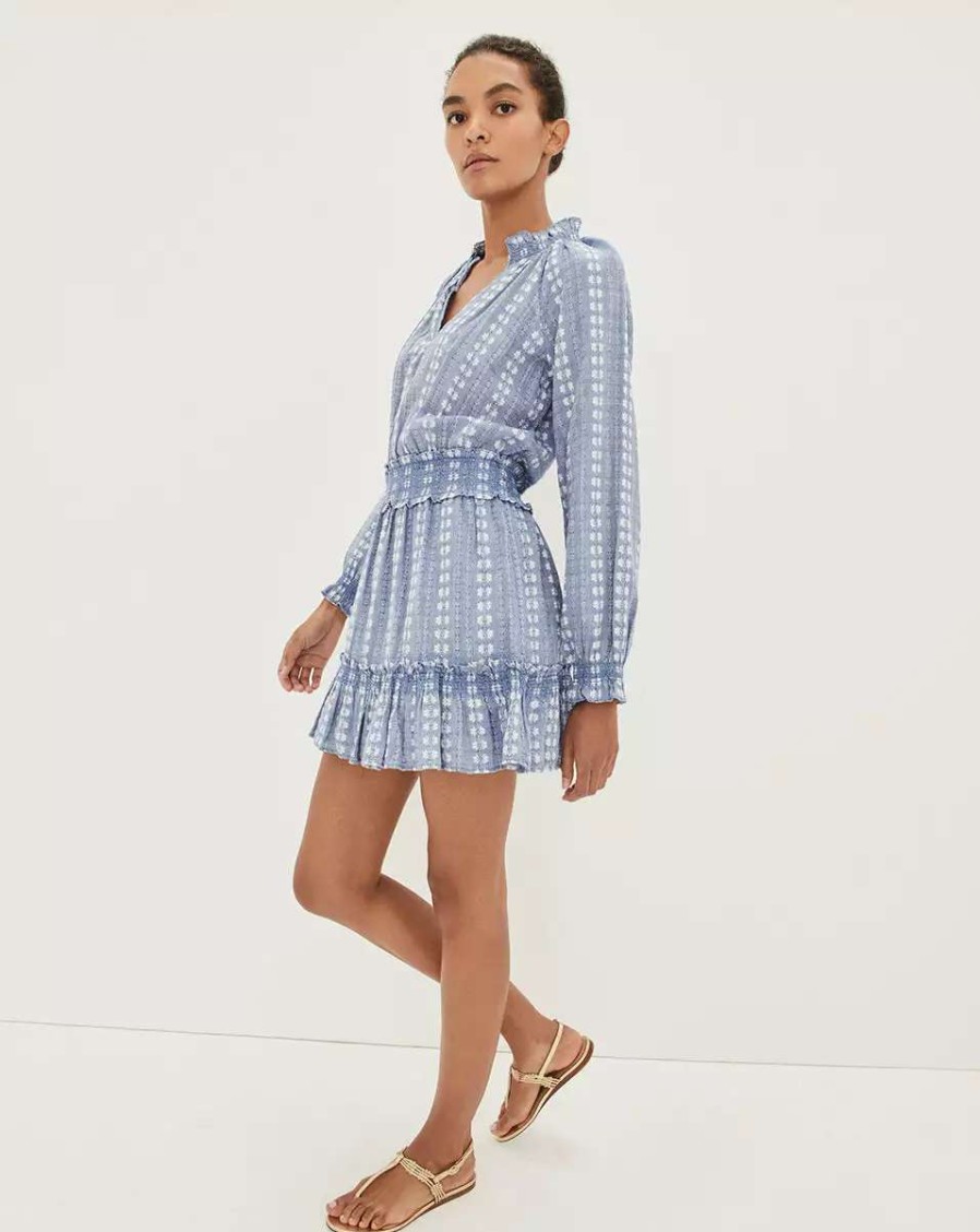 Clothing * | Veronica Beard Espie Striped Dress Blue/Off White Multi