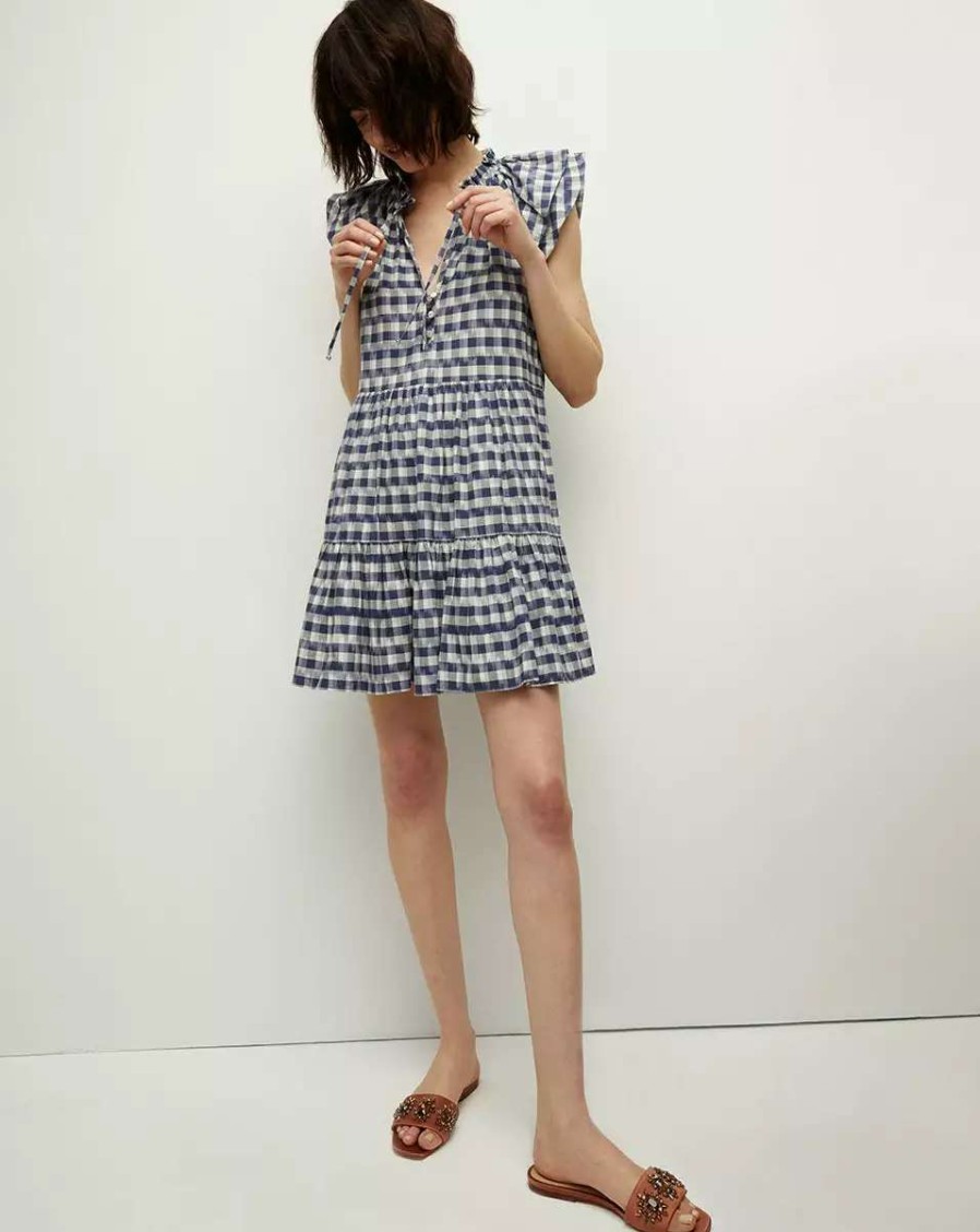 Clothing * | Veronica Beard Zee Ikat-Print Dress Blue Multi