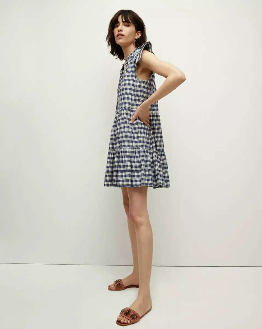 Clothing * | Veronica Beard Zee Ikat-Print Dress Blue Multi