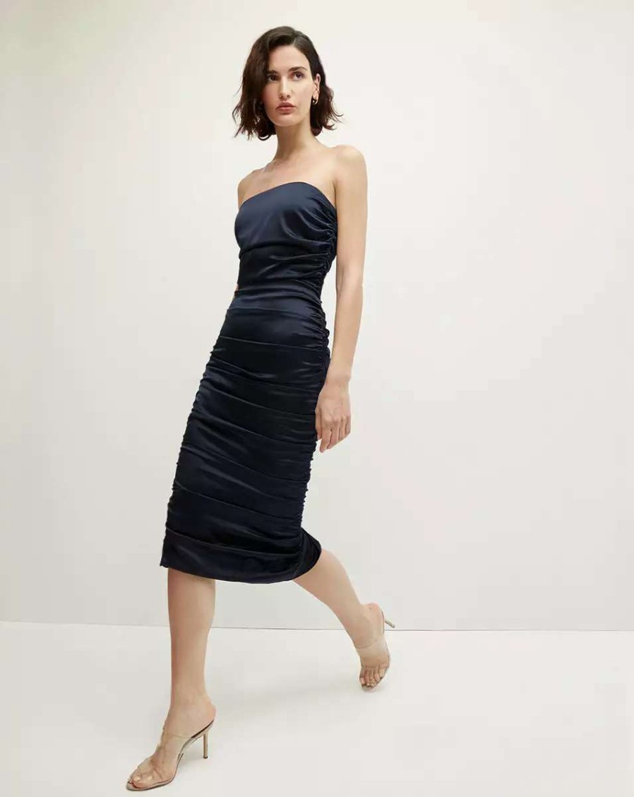 Clothing * | Veronica Beard Kupa Strapless Dress Navy