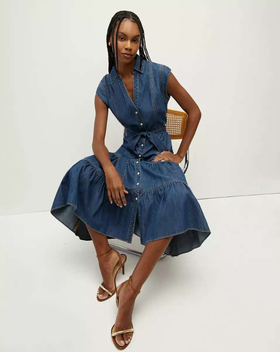 Clothing * | Veronica Beard Arnetta Denim Dress Cornflower