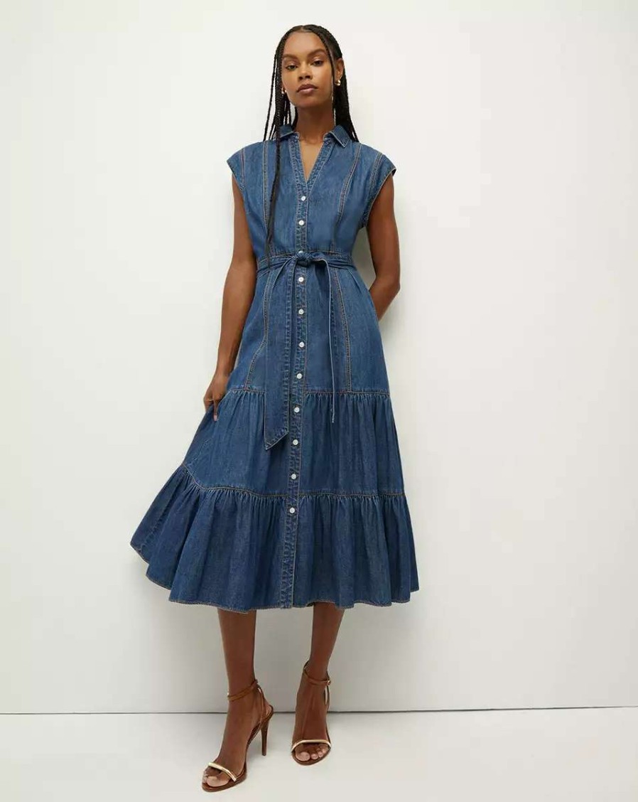 Clothing * | Veronica Beard Arnetta Denim Dress Cornflower