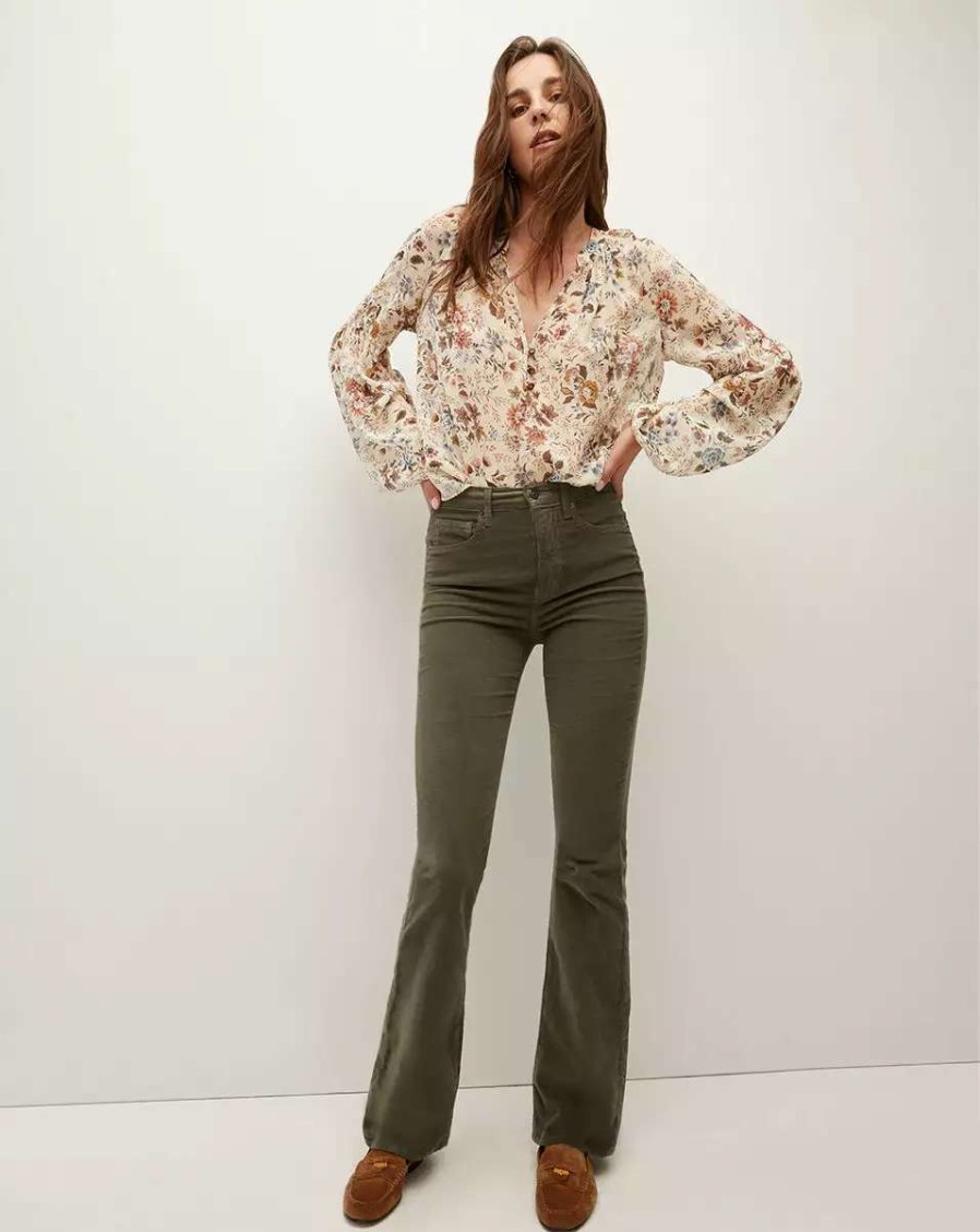 Clothing * | Veronica Beard Clarina Floral Silk-Georgette Top Ecru Multi