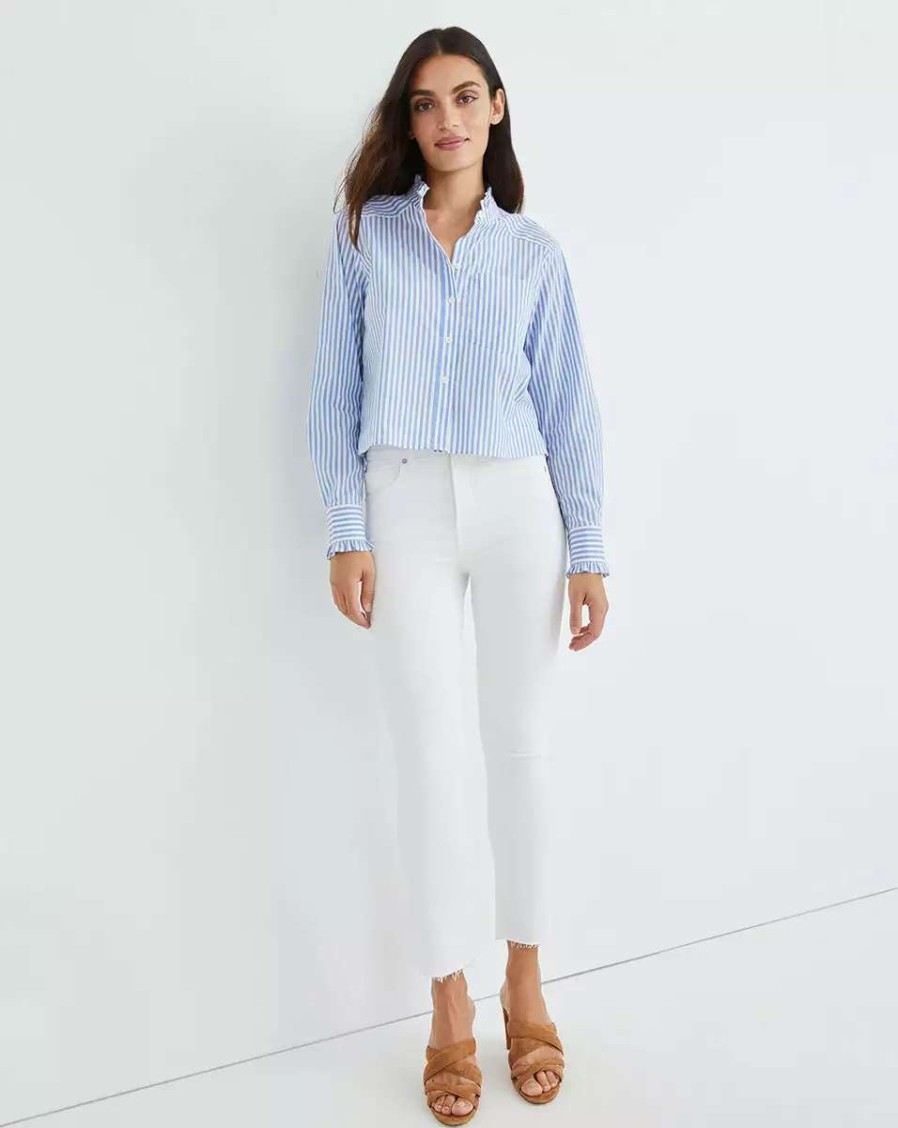 Clothing * | Veronica Beard Carly Kick-Flare Jean | Raw Hem White