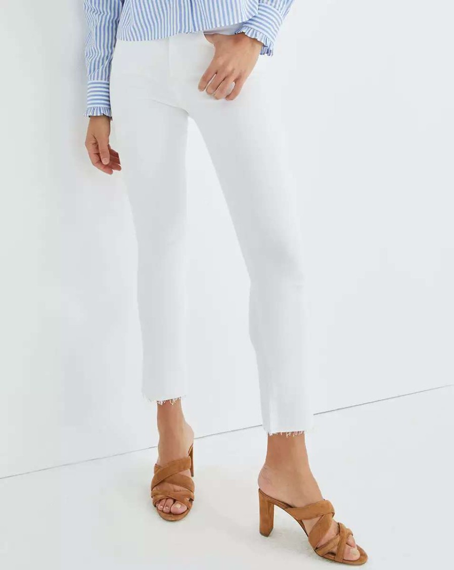 Clothing * | Veronica Beard Carly Kick-Flare Jean | Raw Hem White