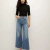 Clothing * | Veronica Beard Taylor Cropped Wide-Leg Jean Wanderer Dust