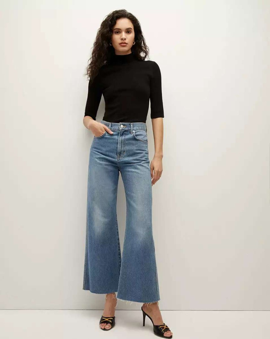 Clothing * | Veronica Beard Taylor Cropped Wide-Leg Jean Wanderer Dust