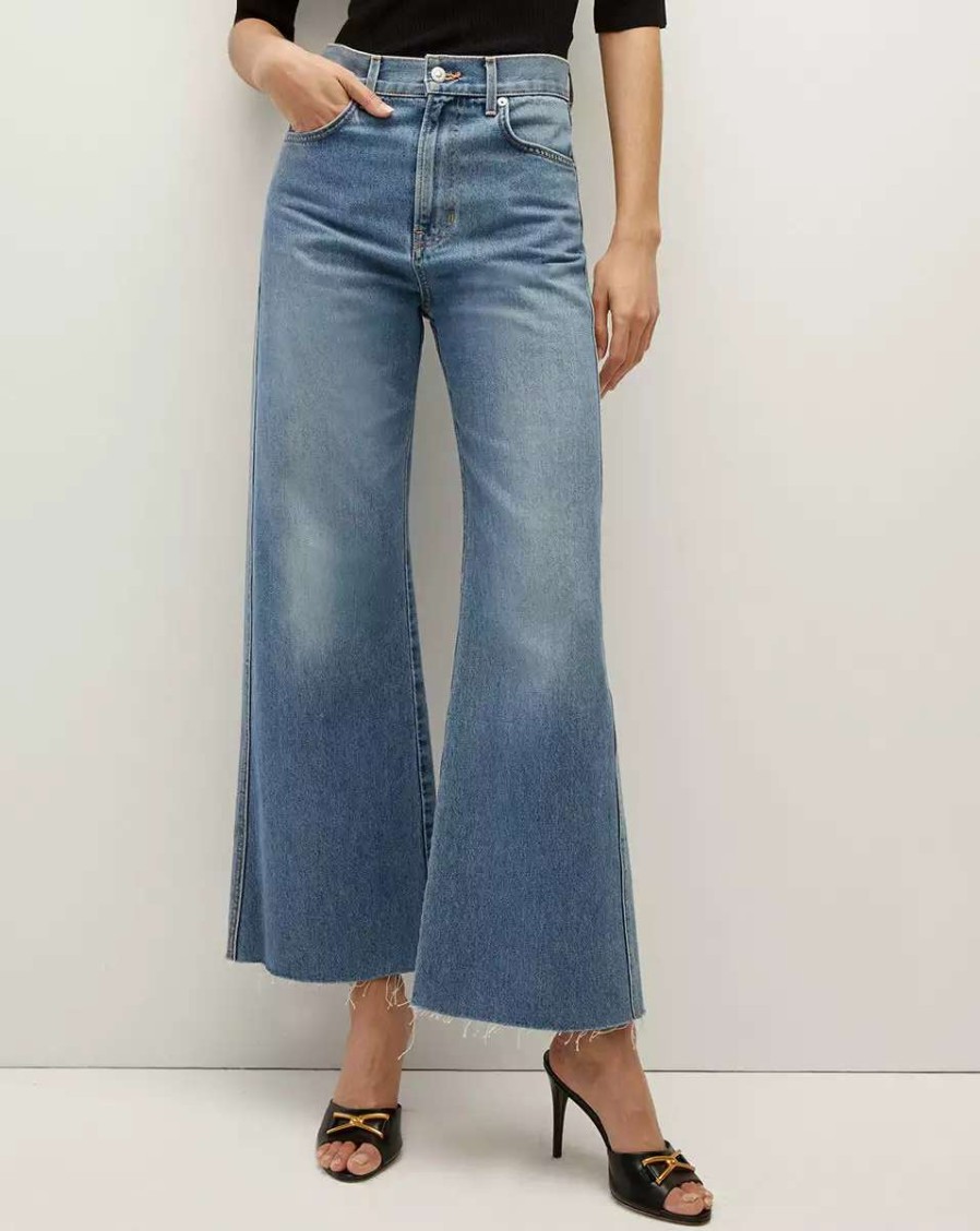 Clothing * | Veronica Beard Taylor Cropped Wide-Leg Jean Wanderer Dust