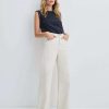 Clothing * | Veronica Beard Taylor Wide-Leg Jean | Raw Hem Ecru