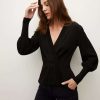 Clothing * | Veronica Beard Tabisa Wrap Pullover Black