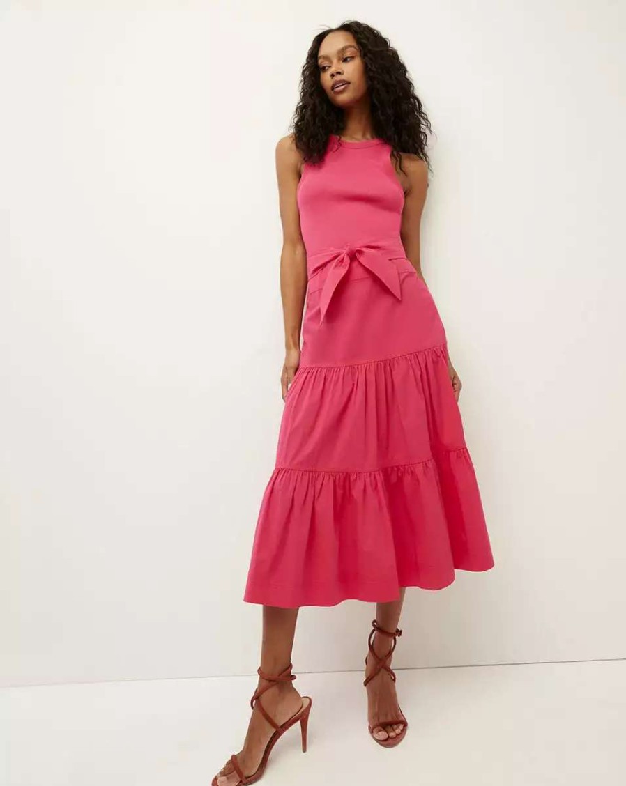 Clothing * | Veronica Beard Austyn Tiered Dress Fuchsia