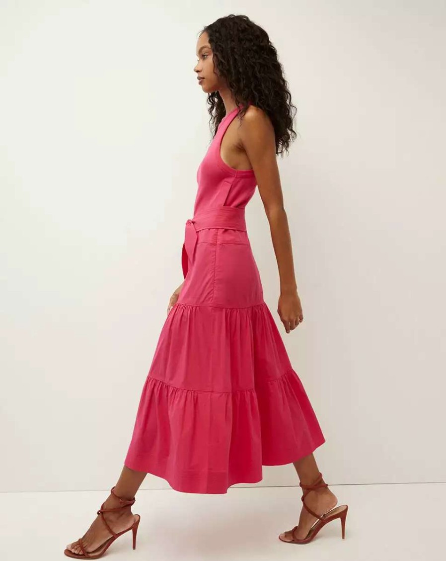 Clothing * | Veronica Beard Austyn Tiered Dress Fuchsia