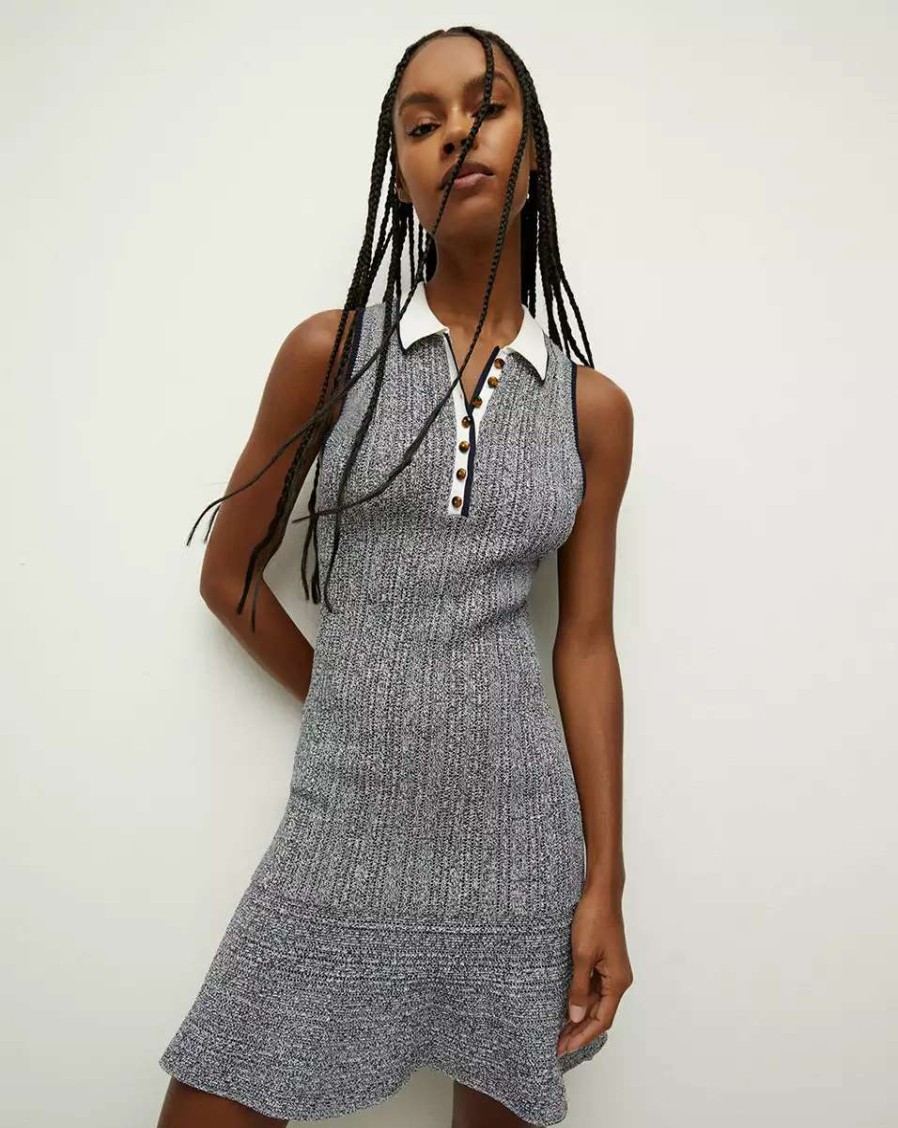 Clothing * | Veronica Beard Nyle Knit Dress Navy Multi